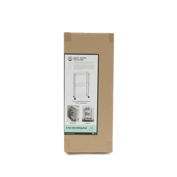 J&V Textiles Chrome Slim Clear Acrylic 3 Tier Cart