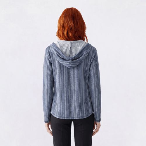 Juniors Wallflower Hacci Baja Hoodie- Peacoat