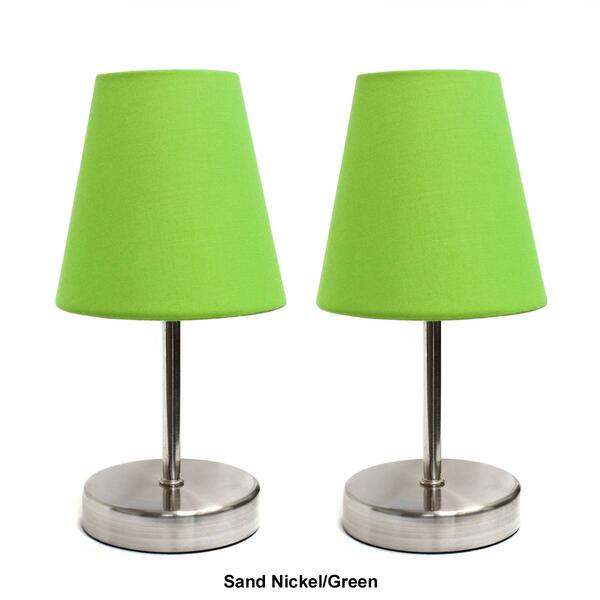 Simple Designs Sand Nickel Mini Basic Table Lamp w/Shade-Set of 2