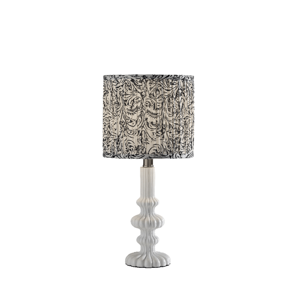Adesso Ambrose Table Lamp with Pleated Navy/White Fabric Shade - image 