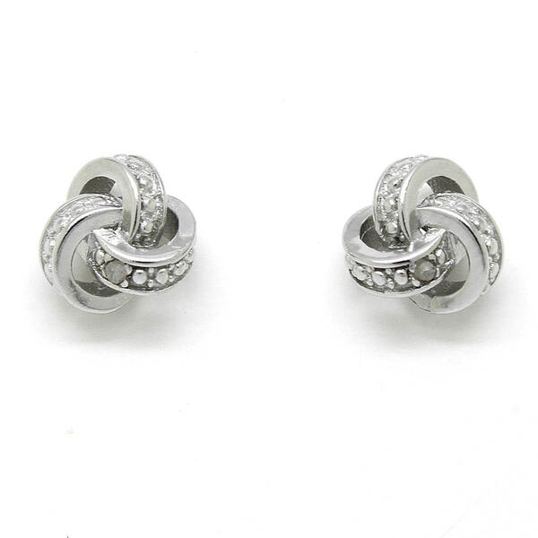 Gianni Argento Sterling/Diamond Accent Knot Stud Earrings - image 