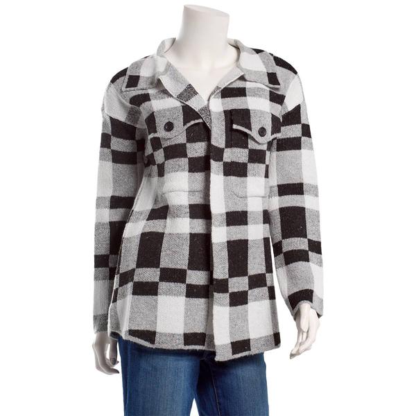 Womens By Design Long Sleeve Open Front Plaid Cardigan