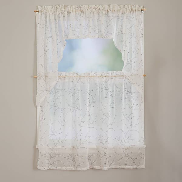 Willow Floral Print Tier Kitchen Curtain - 56x36