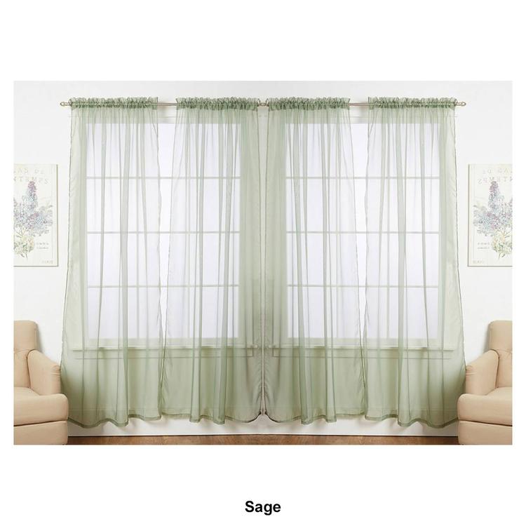 J&V Textiles Sheer Rod Pocket Curtain Panels