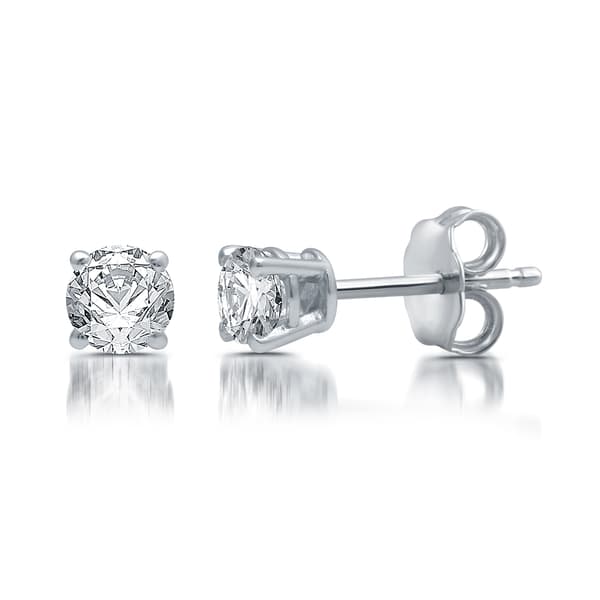 Nova Star® White Gold Lab Grown Diamond Prong Set Stud Earrings