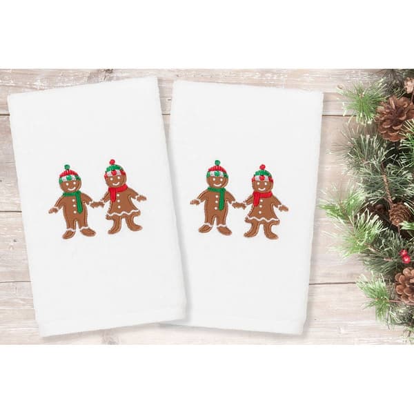 Linum Home Textiles Embroidered Gingerbread Hand Towels