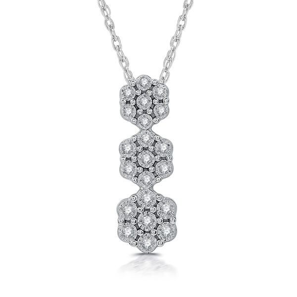 Nova Star&#40;R&#41; 1/10cttw. Lab Grown Diamond Flower Trio Pendant - image 