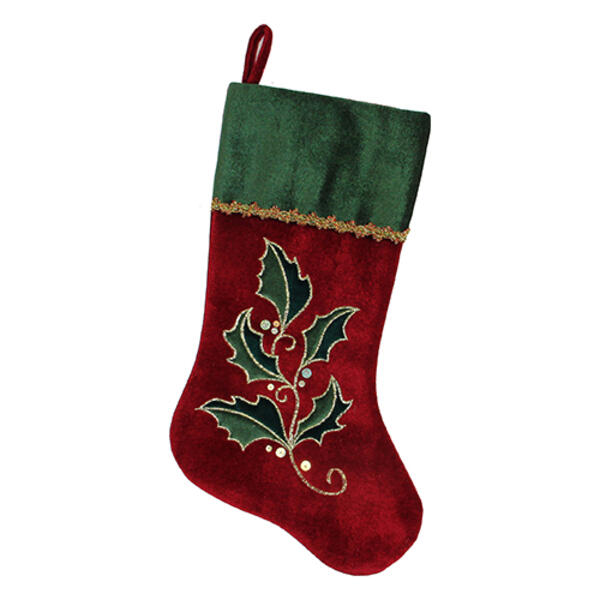 Northlight Seasonal Embroidered Velvet Holiday Stocking - image 