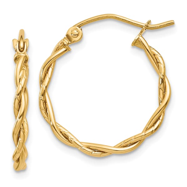 Gold Classics(tm) 14mm Gold Twisted Hoop Earrings - image 