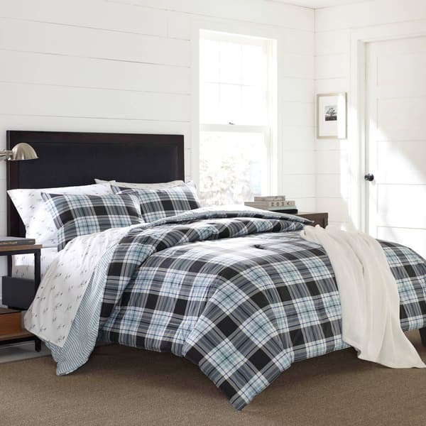 Eddie Bauer Lewis Plaid 180 Thread Count Reversible Comforter Set - image 