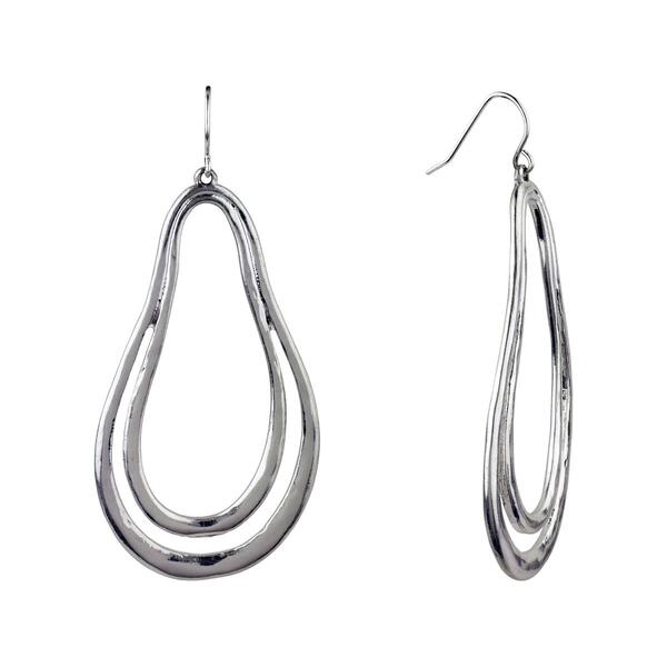 Roman Bella Uno Silver-Tone Organic Open Oval Earrings - image 