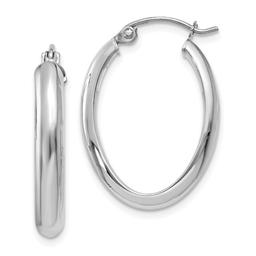 Gold Classics(tm) 14k White Gold 3.5mm Oval Hoop Earrings
