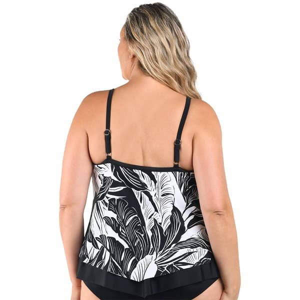 Plus Size Maxine Night Tropics Leaf Tankini Swim Top