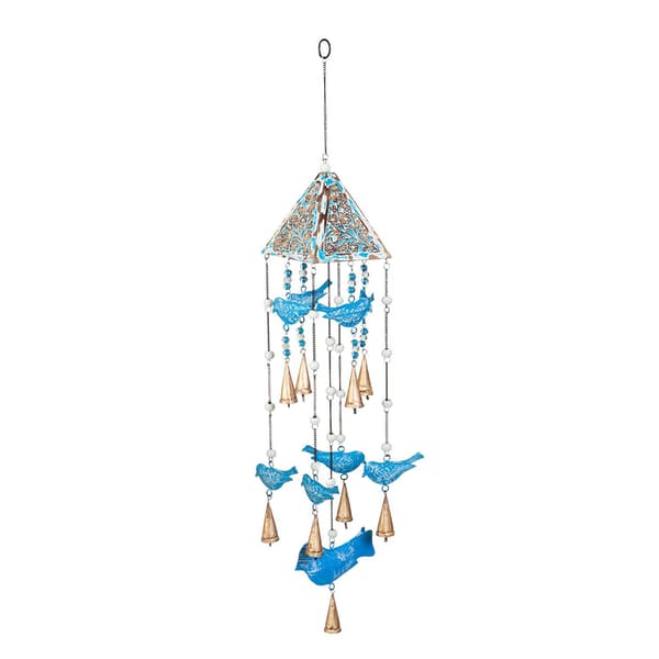 Evergreen Blue Bird & Garden Bells Painted Wind Chime - image 