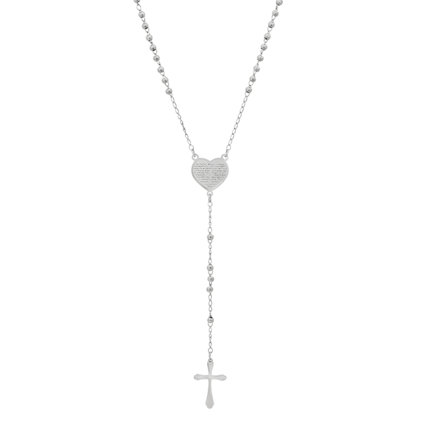Mens Iron Saints Stainless Steel Heart Of Devotion Rosary - image 
