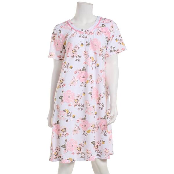 Womens Celestial Dreams Short Sleeve Floral Short Gown - image 