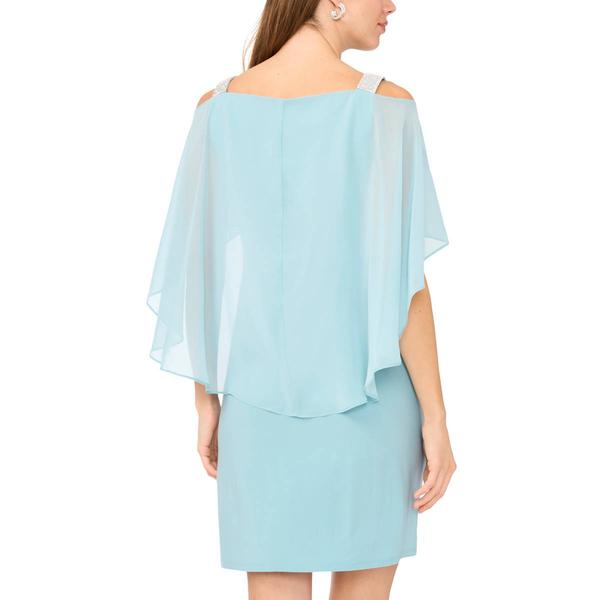 Womens MSK Capelet Overlay Side Drape A-Line Dress