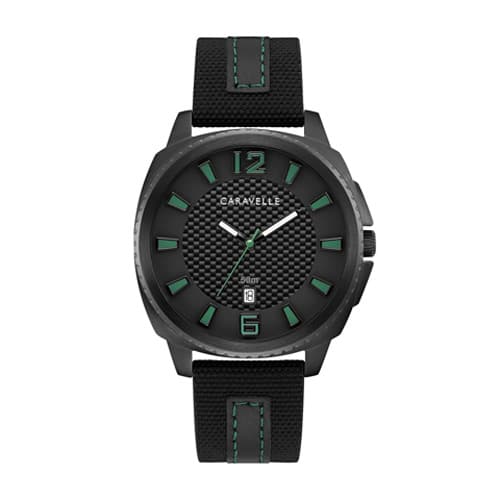 Mens Caravelle Nylon and Leather Strap Watch - 45B155
