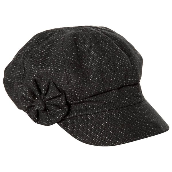 Womens Madd Hatter Lurex Flower Newsboy Hat - image 