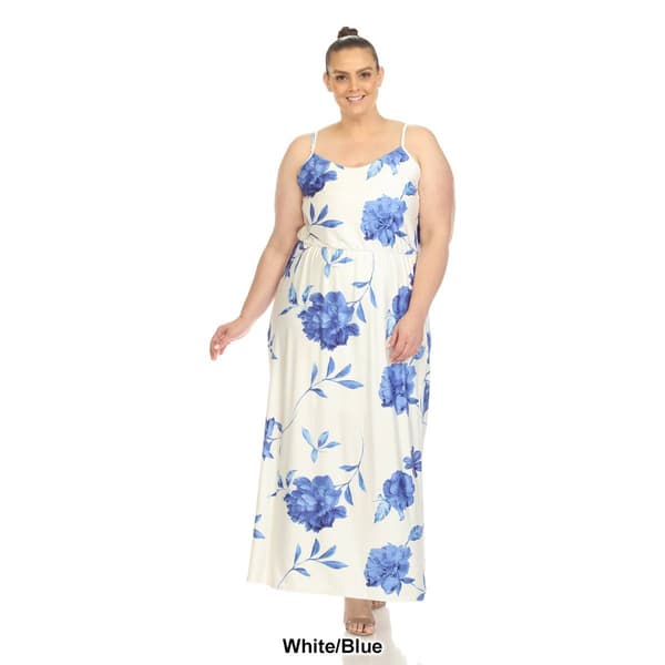 Plus Size White Mark Floral Strap Maxi Dress