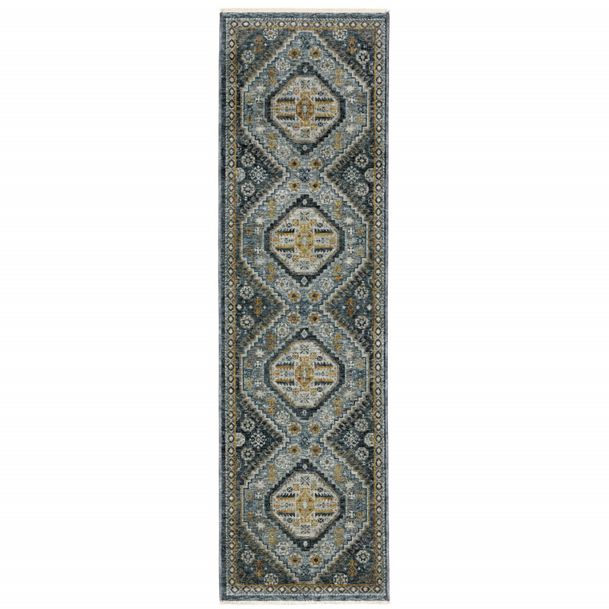 HomeRoots Blue Oriental Power Loom Stain Resistant Runner