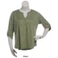 Plus Size Notations 3/4 Sleeve Solid Pintuck Yoke Blouse - image 4