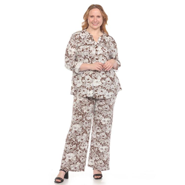 Plus Size White Mark 2pc. Floral Print Tunic and Pant Set