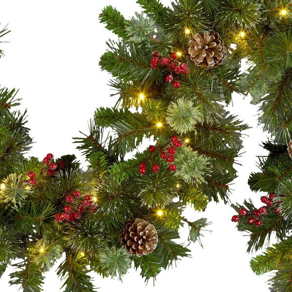 National Tree Iced Berry Pine 9ft. LED Christmas Garland