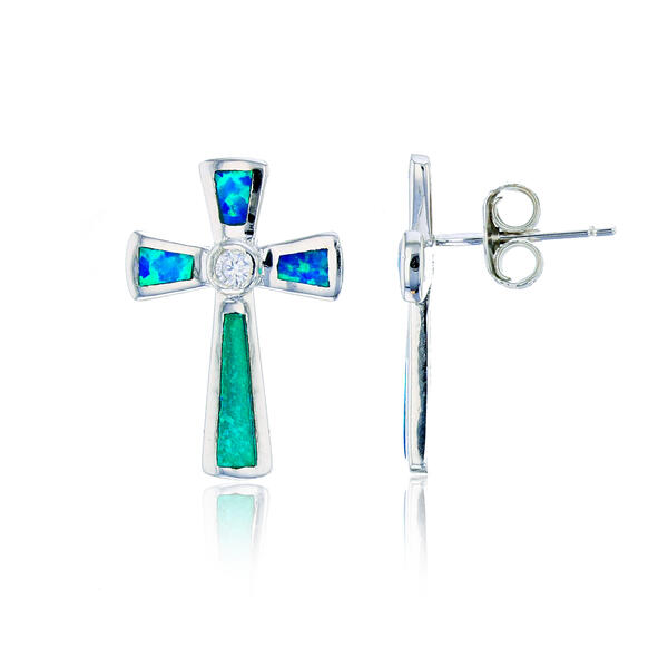 Gemstone Classics&#40;tm&#41; Sterling Silver Created Cross Earrings - image 