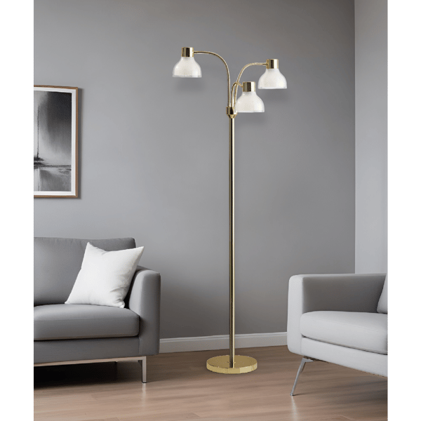 HomeRoots 69in. Gold Three Light Tree Floor Lamp