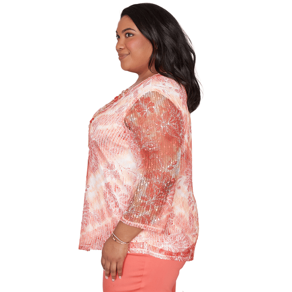 Plus Size Alfred Dunner Resort Living Tie Dye Floral Blouse