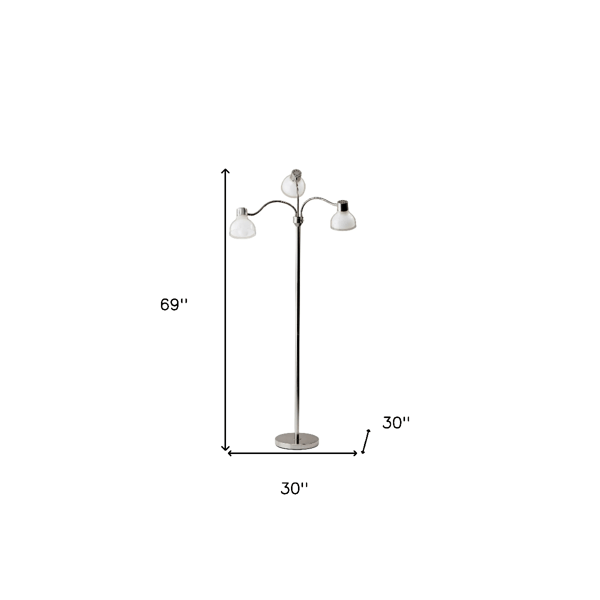 HomeRoots 69in. Silver Three Light Tree Floor Lamp