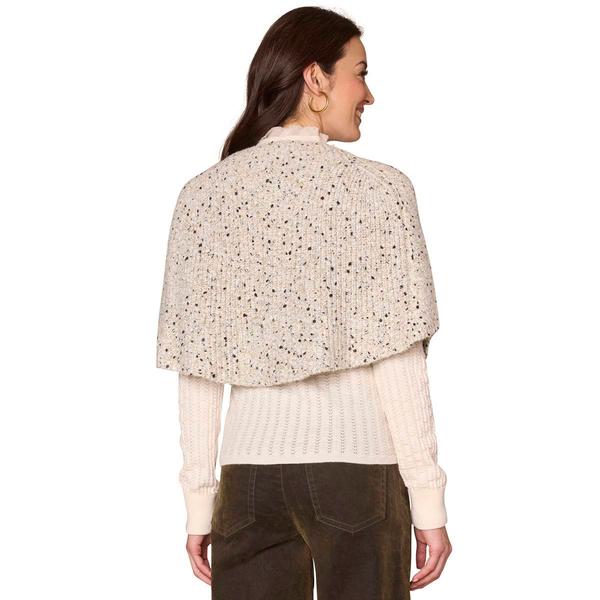 Womens Democracy Round Neck Speckled Yarn Capelet Sweater
