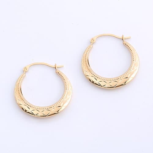 Candela 14kt. Etched Hoop Earrings - image 