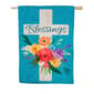 Evergreen Blessings Floral Cross Garden Flag - image 1