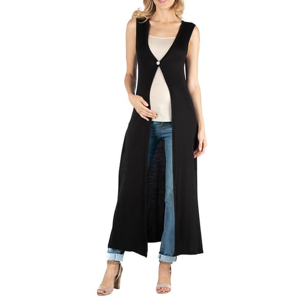 Womens 24/7 Comfort Apparel Maternity Duster Vest Cardigan - image 