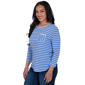 Womens Ruby Rd. Game of Luxe Long Sleeve Stripe Tee - image 3