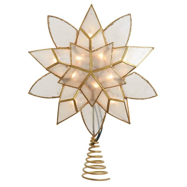 Kurt Adler UL 10-Light Gold Tin Double Point Capiz Star Treetop