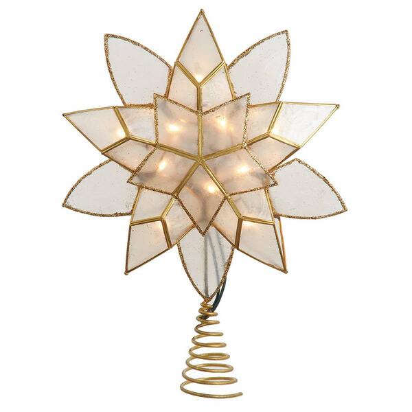 Kurt Adler UL 10-Light Gold Tin Double Point Capiz Star Treetop - image 