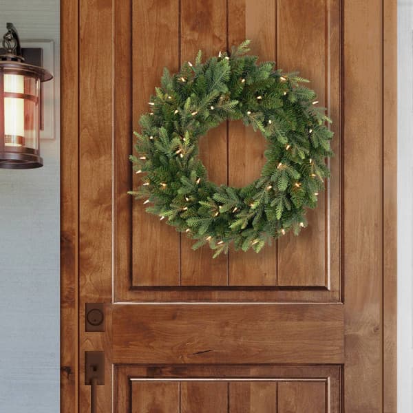 Puleo International 24in. Pre-Lit Balsam Fir Wreath