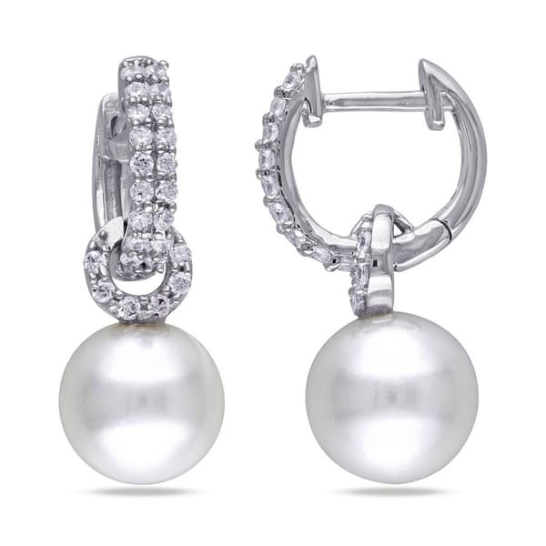 Gemstone Classics&#40;tm&#41; Cubic Zirconia & Pearl Earrings - image 