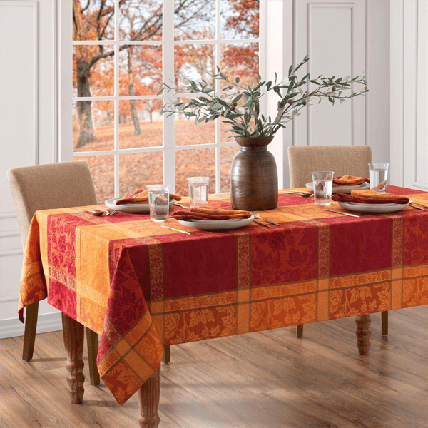 Threadmade Maplewood Jacquard Harvest Cotton Tablecloth
