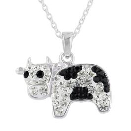 Crystal Critter Silver-Tone Black Spotted Cow Pendant