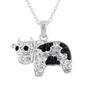 Crystal Critter Silver-Tone Black Spotted Cow Pendant - image 1