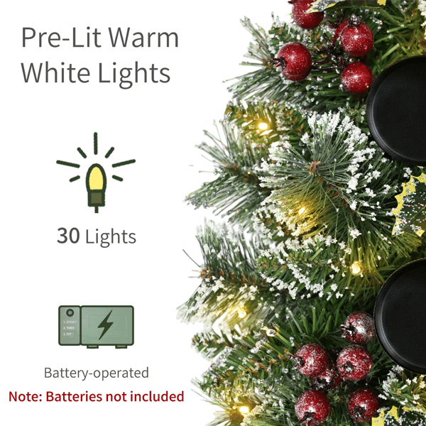 Puleo International 30in. LED Snowy Silverton Pine Centerpiece