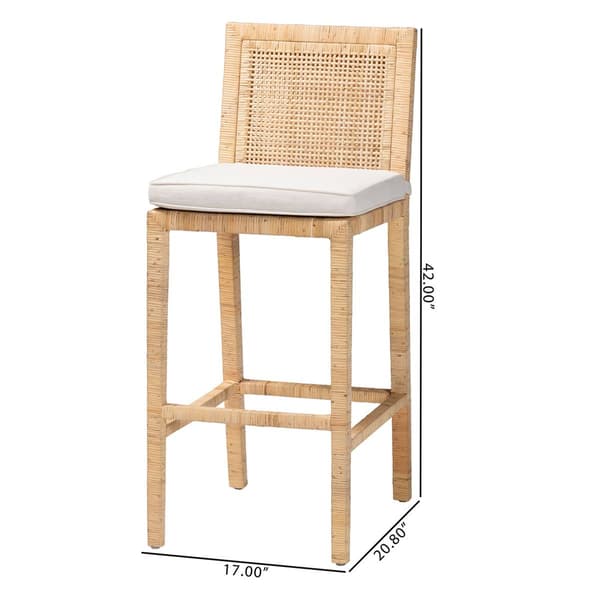 bali & pari Sofia Bohemian Natural Rattan Bar Stool