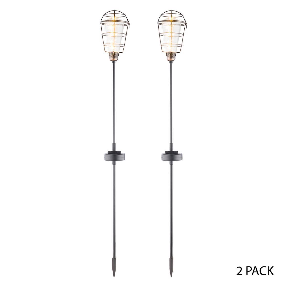 Open Video Modal for Alpine Solar Edison Bulb Garden Stake w/ LED Lights - Set of 2