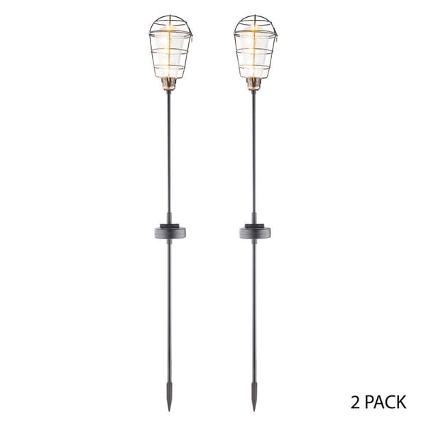 Alpine Solar Edison Bulb Garden Stake w/ LED Lights - Set of 2