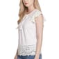 Womens NY Collection Flutter Cap Sleeve Lace Trim Blouse - image 3