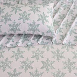 Freshfolds Turkish Cotton Snowflake Flannel 4pc. Sheet Set